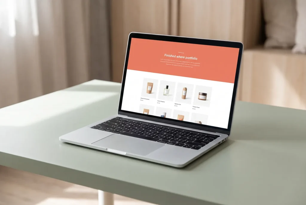 Finished responsive website design on a laptop for a Perth web design studio, shown at three-quarter angle