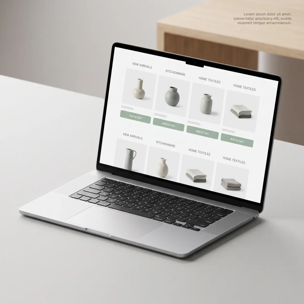 eCommerce web design storefront on a laptop screen for a Perth web design studio