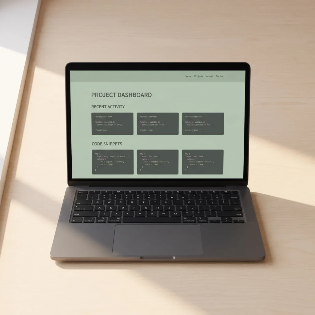 Finished web development interface on a laptop screen for a Perth web design studio