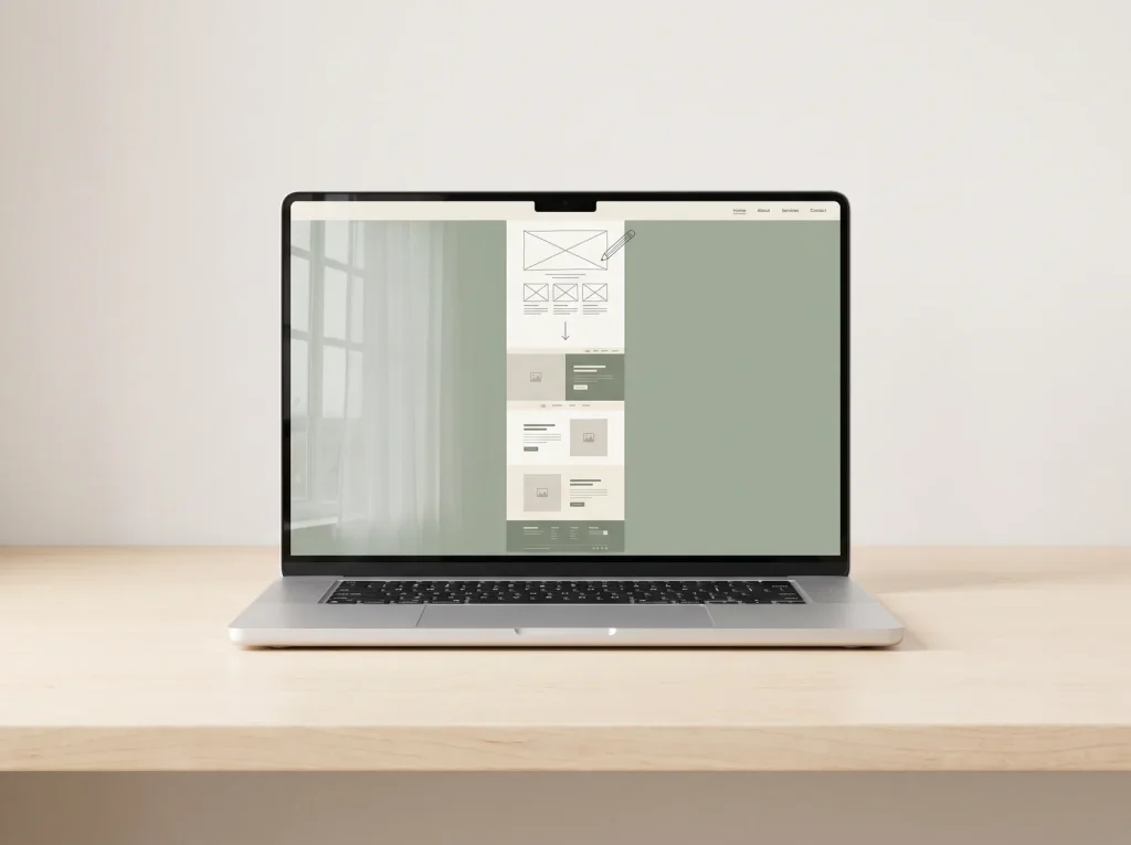 Finished web design layout on a laptop screen by Happy Goat Web Design in Perth showing clean structured interface