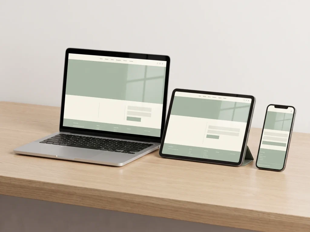 Responsive web design shown across phone tablet and laptop screens for a Perth web design studio