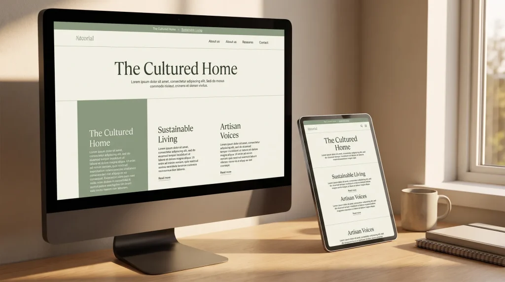 Redesigned responsive website shown on monitor and tablet for web design in Perth