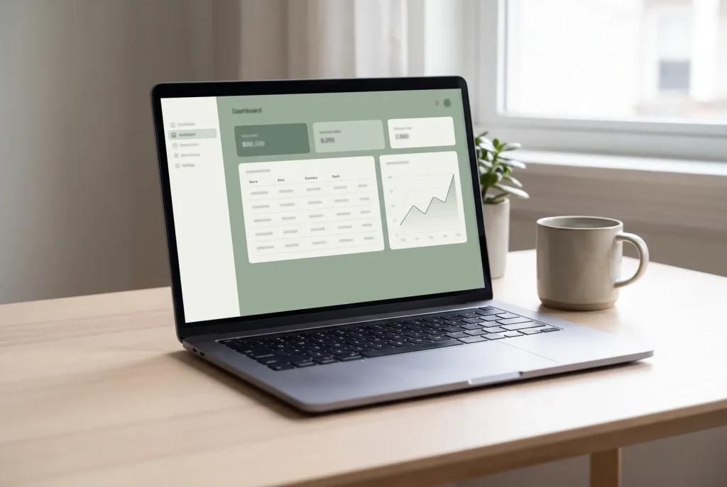 Custom web application dashboard on laptop screen by Happy Goat Web Design in Perth