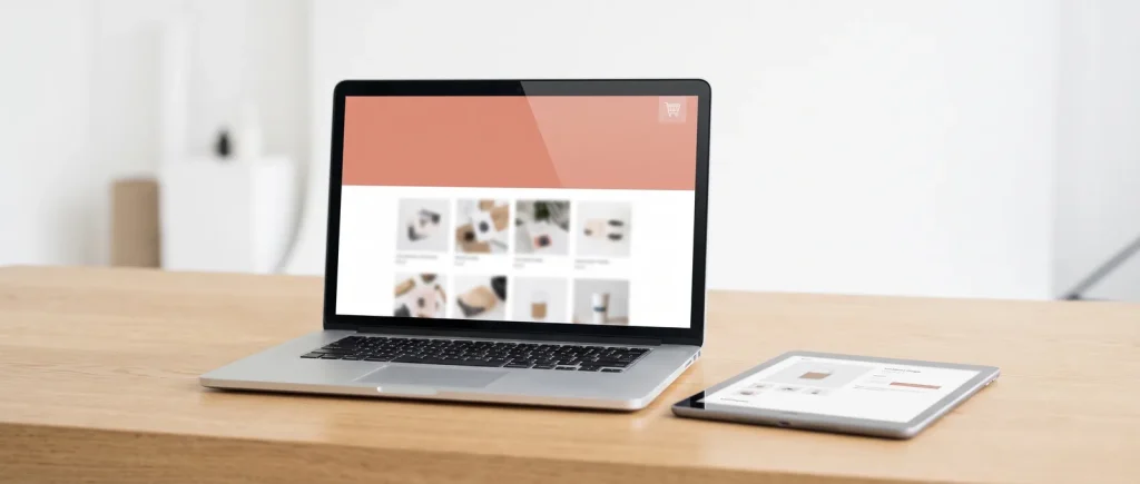 Finished eCommerce web design shown on laptop and tablet screens for a Perth web design studio