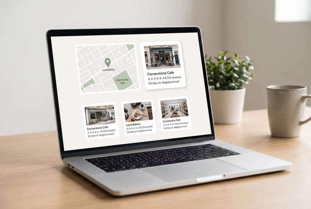 Finished local SEO website design on a laptop screen for a Perth web design studio