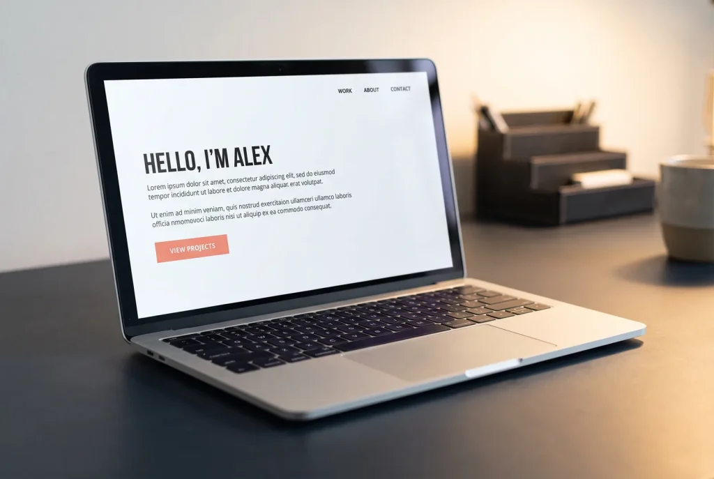 Finished web development interface on a laptop screen for a Perth web design studio