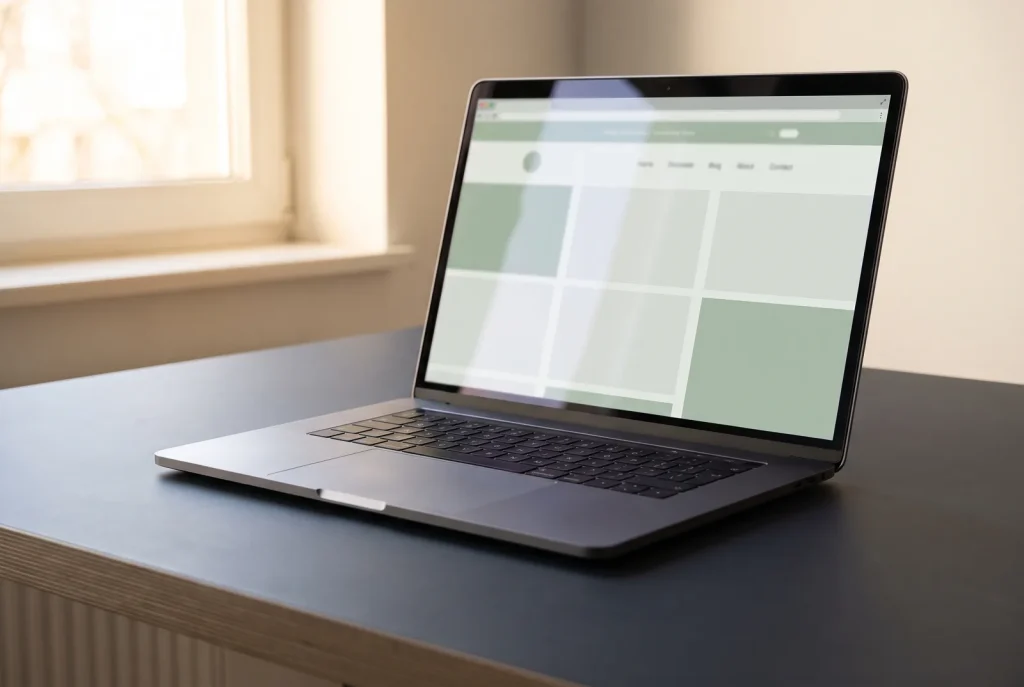 Finished web development interface on a laptop screen for a Perth web design studio