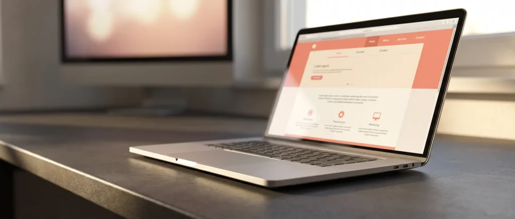 Finished web development interface on a laptop, low angle, for Perth web design studio