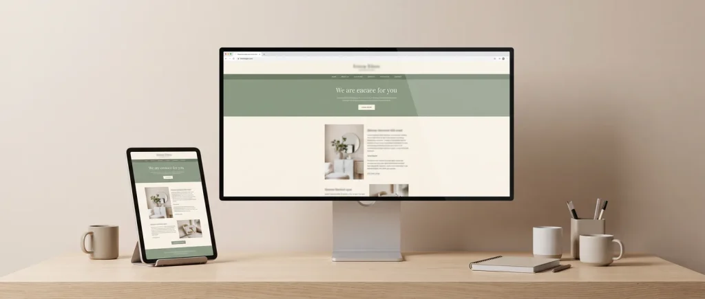 Website redesign shown across monitor and tablet screens for a Perth web design studio