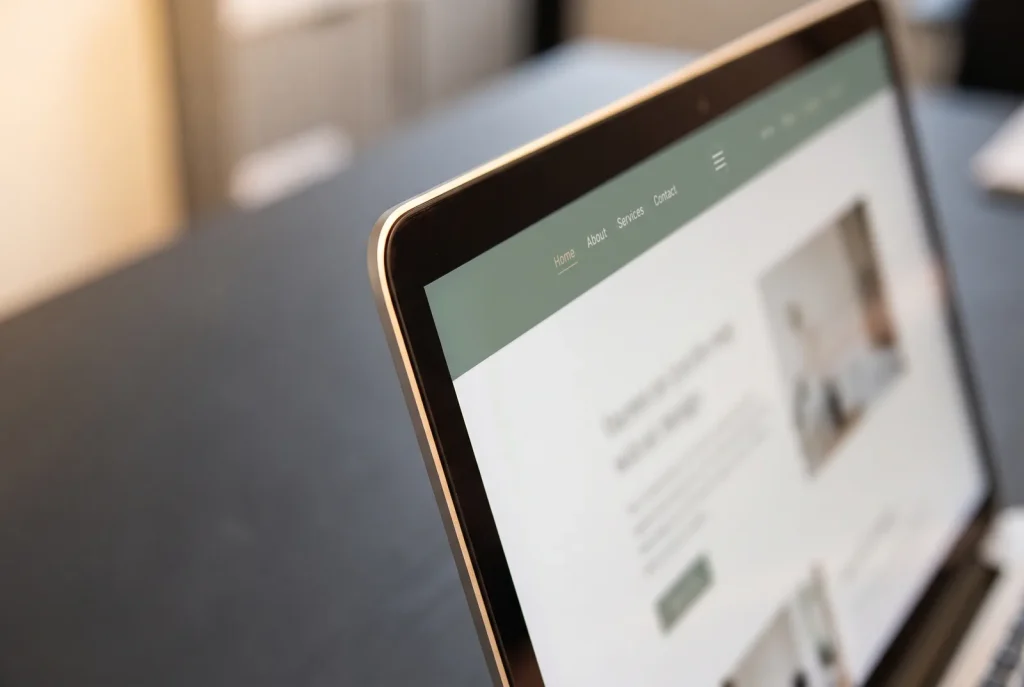 Website redesign edge detail on a laptop screen showing a clean interface, Perth web design craft
