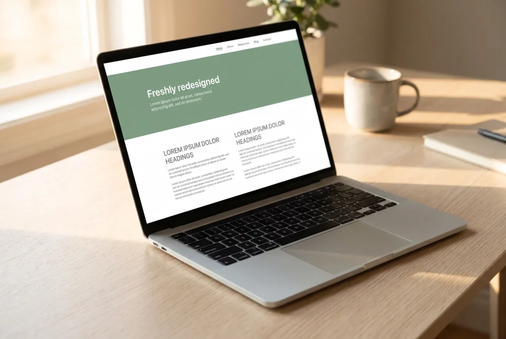 Redesigned website interface on a laptop screen for a Perth web design studio