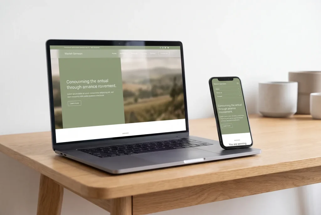 Finished WordPress website design on laptop and phone screens for a Perth web design studio